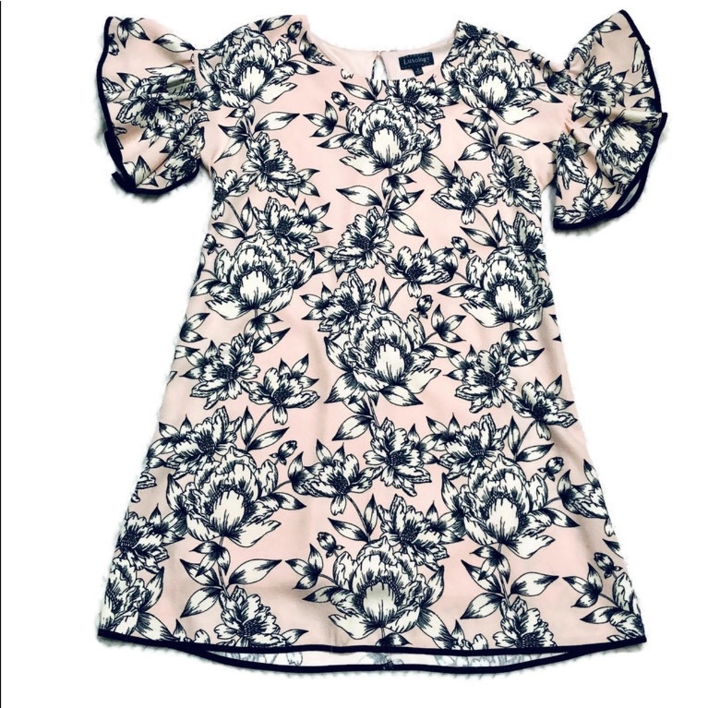 Luxology Pink & Black Floral Cottage core Dress 6